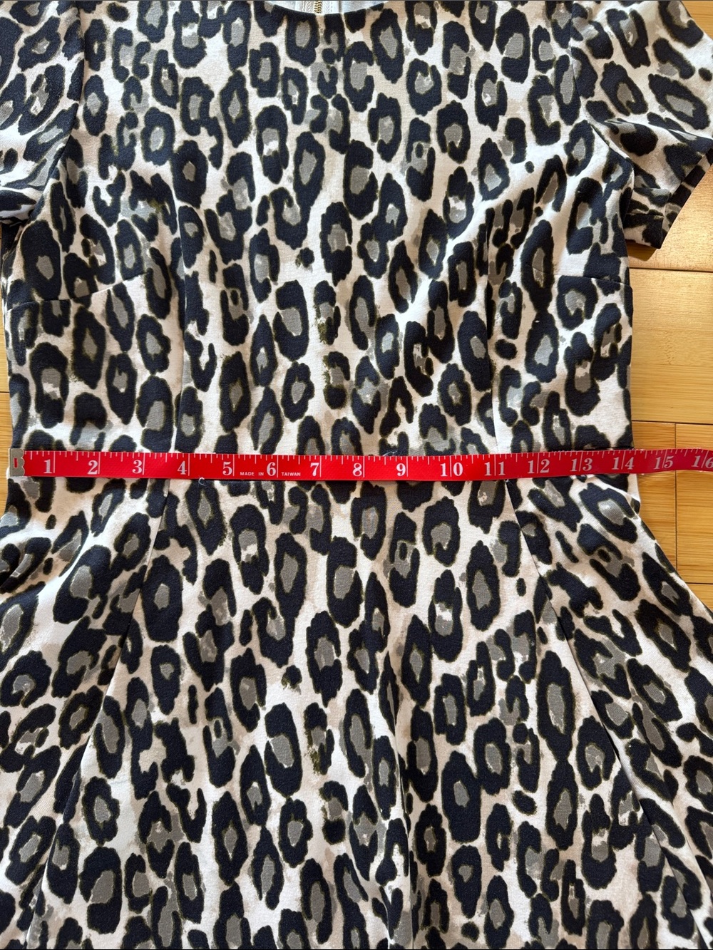 Kate Spade Leopard Print Short-Sleeve Fit & Flare Dress - Black, Cream, Tan - Picture 3 of 9